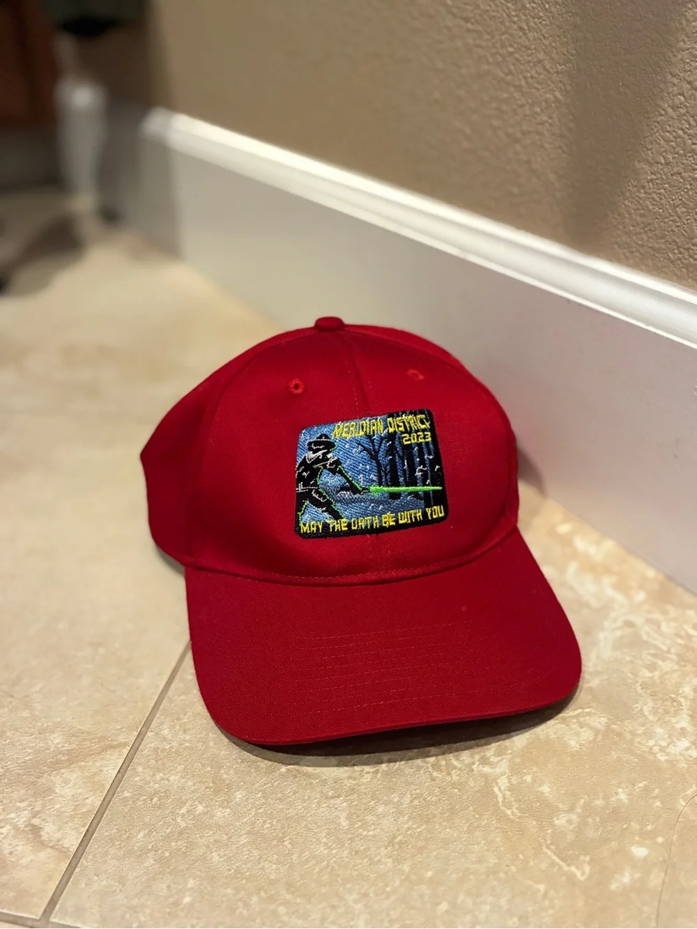 Red Embroidered Patch Cap